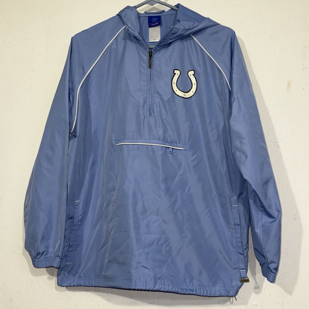 Vintage Reebok NFL Indianapolis Colt Quarter Zip Hooded Pullover Jacket Women LG